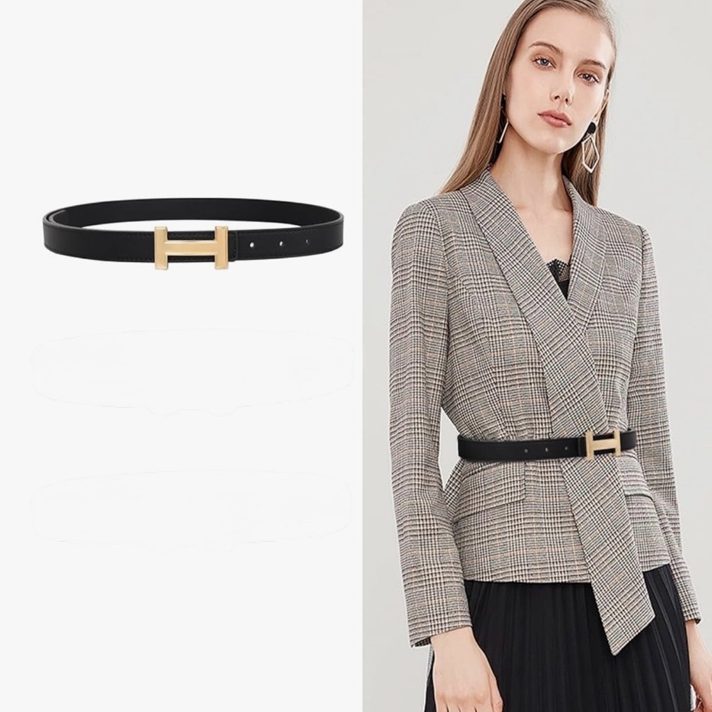 Classic H Gold Logo Leather Belt in Black - Picture 4 of 4